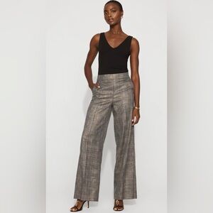 Metallic Plaid Wide Leg Pant